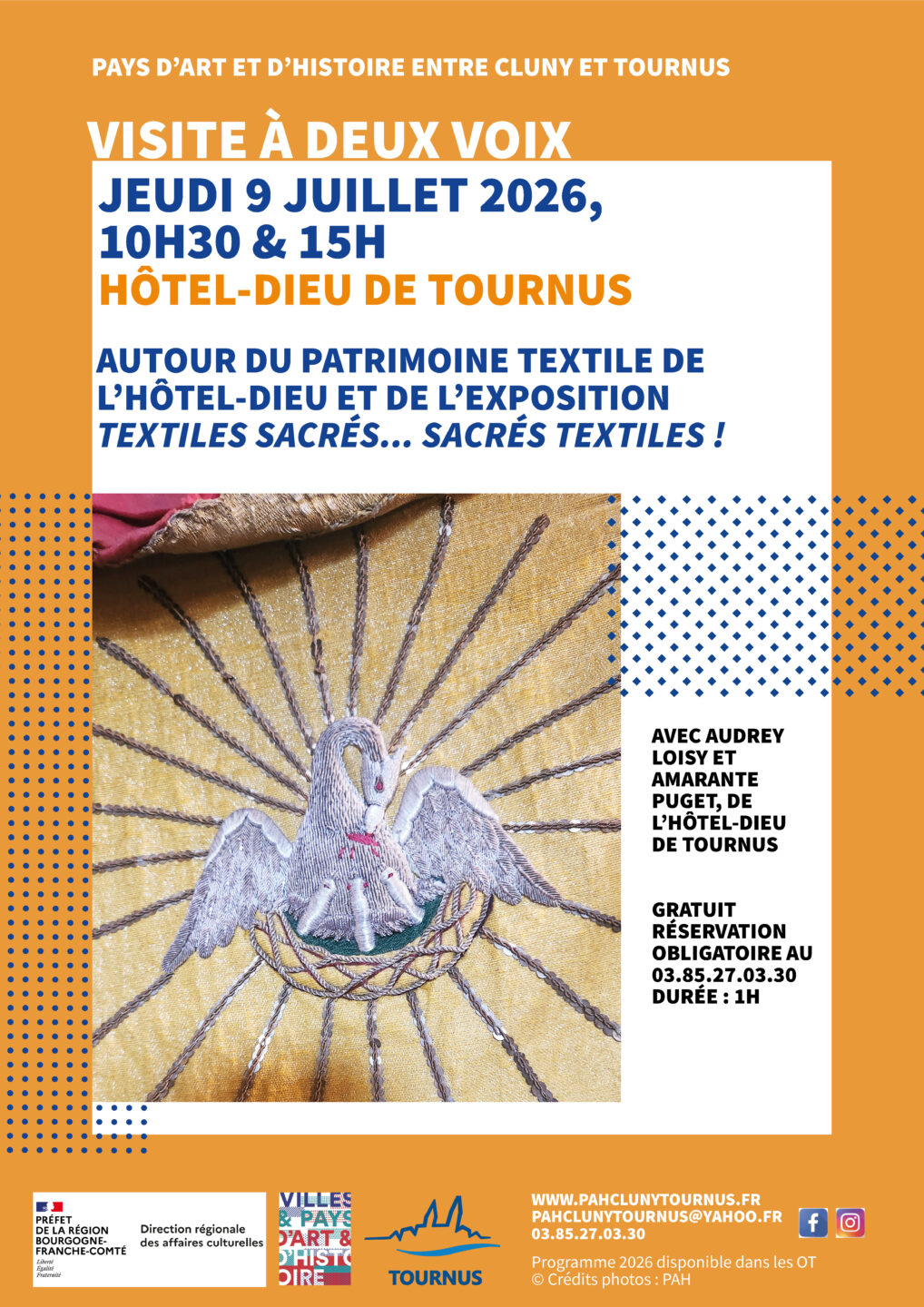 Visite à deux voix Autour du patrimoine textile de l'Hôtel-Dieu et de l'exposition TEXTILES SACRÉS... SACRÉS TEXTILES ! 21 Rue de l'Hôpital Tournus 2026-07-09