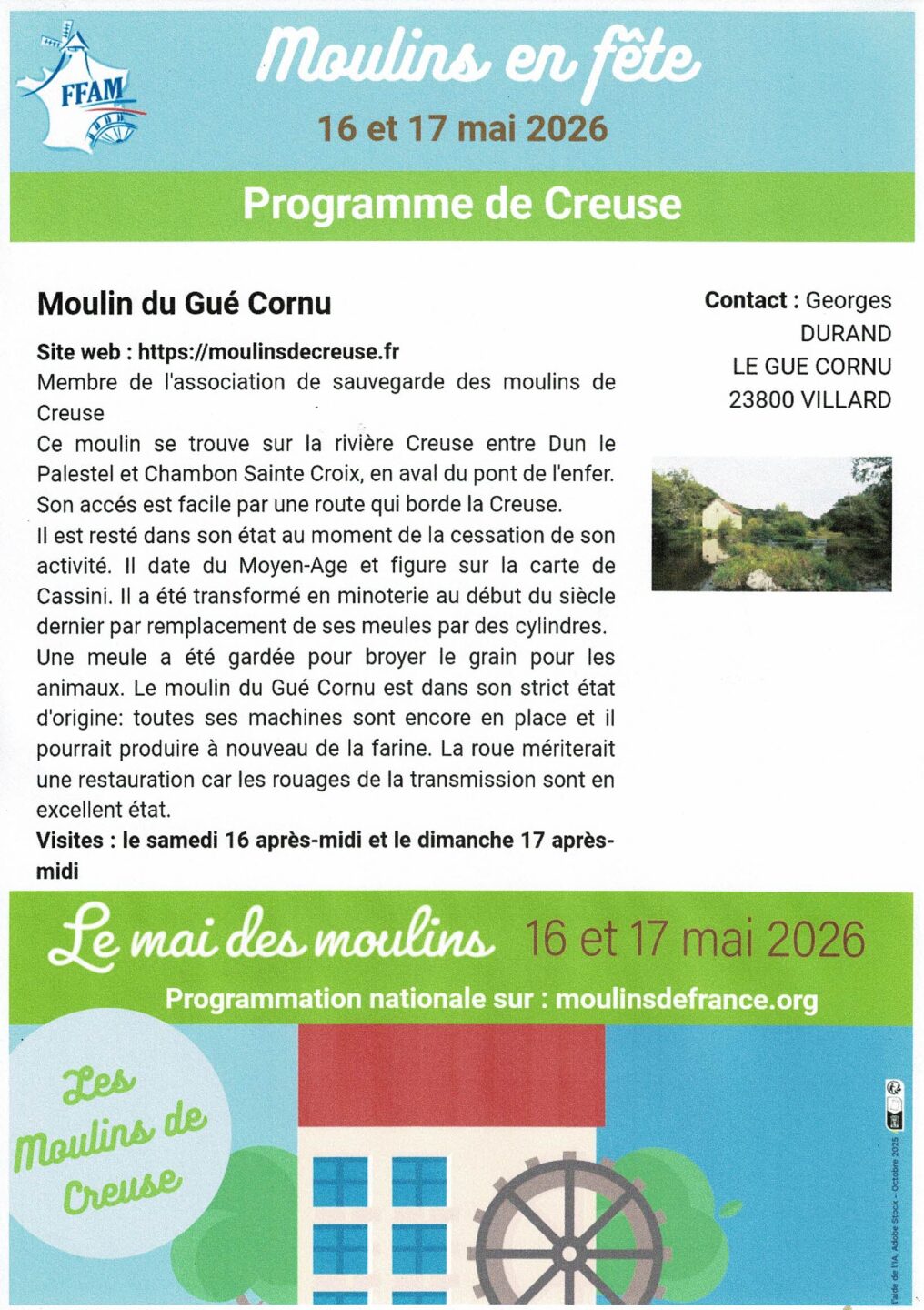 Visite du moulin du Gué Cornu  Villard