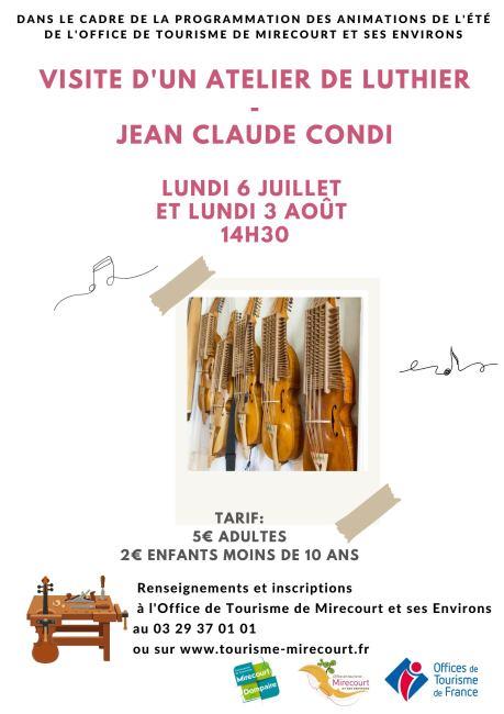 Visite d'un atelier de luthier Jean-Claude Condi 5 rue Sainte Cécile Mirecourt 2026-07-06