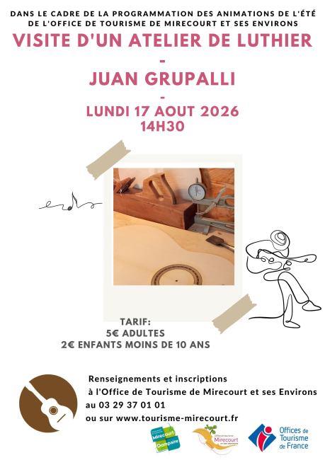 Visite d&rsquo;un atelier de luthier Juan Alexander Grupalli Rendez vous à l&rsquo;Office de Tourisme de Mirecourt Mirecourt