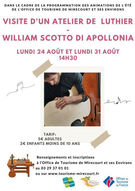 Visite d'un atelier de luthier William Scotto Di Appolonia 28 Rue Vuillaume Mirecourt 2026-08-24