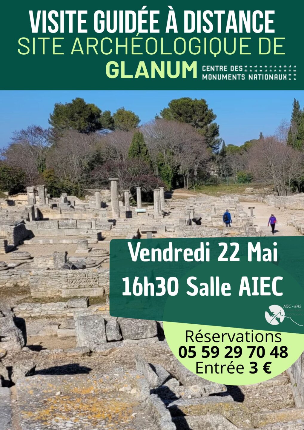 Visite guidée à distance site archéologique de Glanum Salle AIEC Cambo-les-Bains