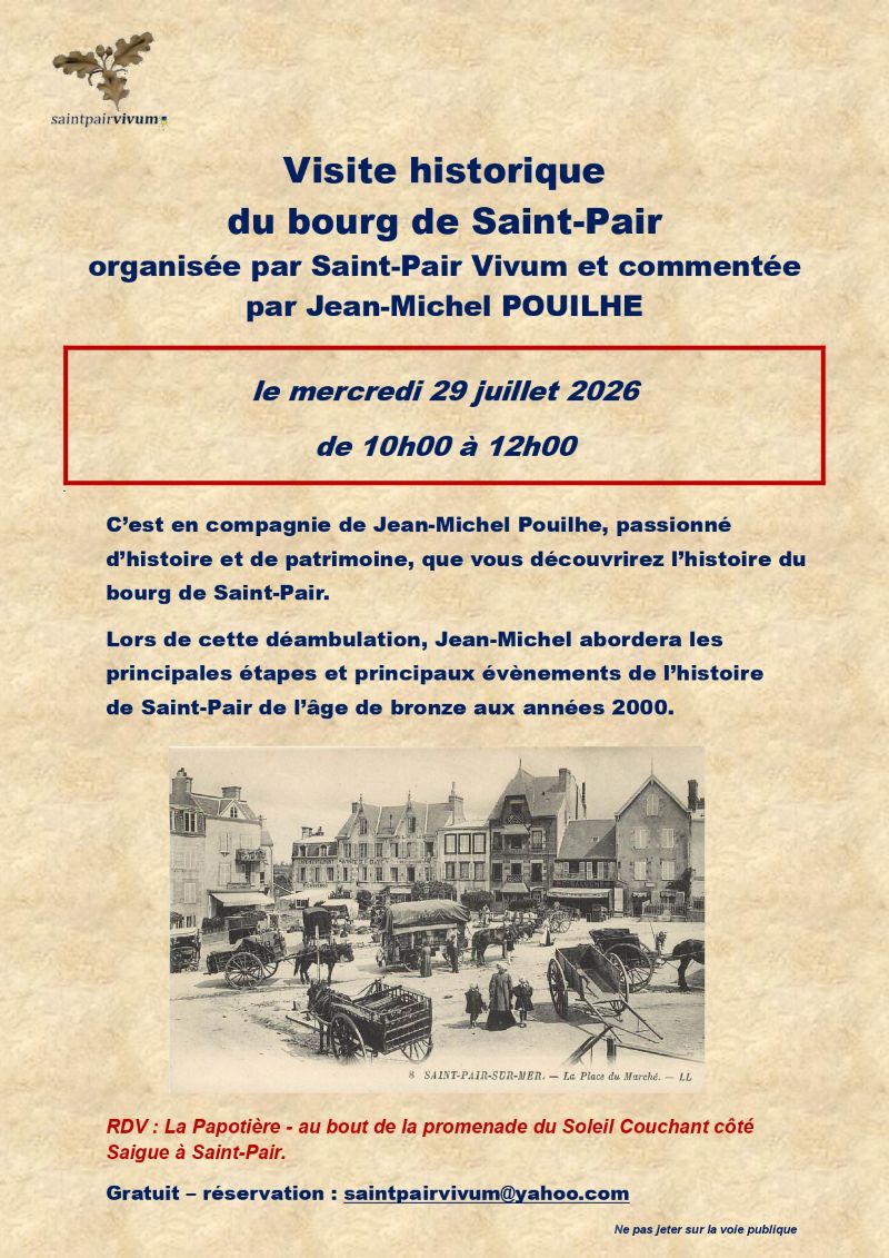 Visite historique du Bourg de Saint-Pair-sur-Mer 283 Rue de Scissy Saint-Pair-sur-Mer 2026-07-29