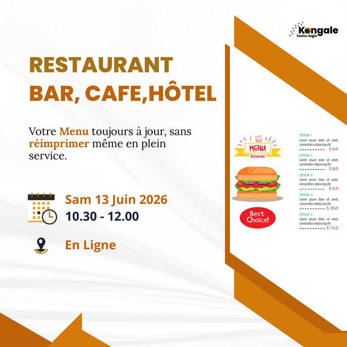 Votre menu de restaurant toujours à jour