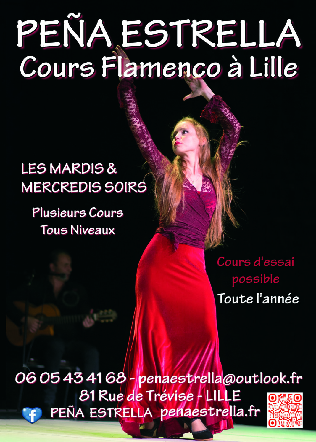 Cours hebdomadaires de danse flamenco saison 2026/2027 – Pena Estrella Flamenco à Lille Le plateau