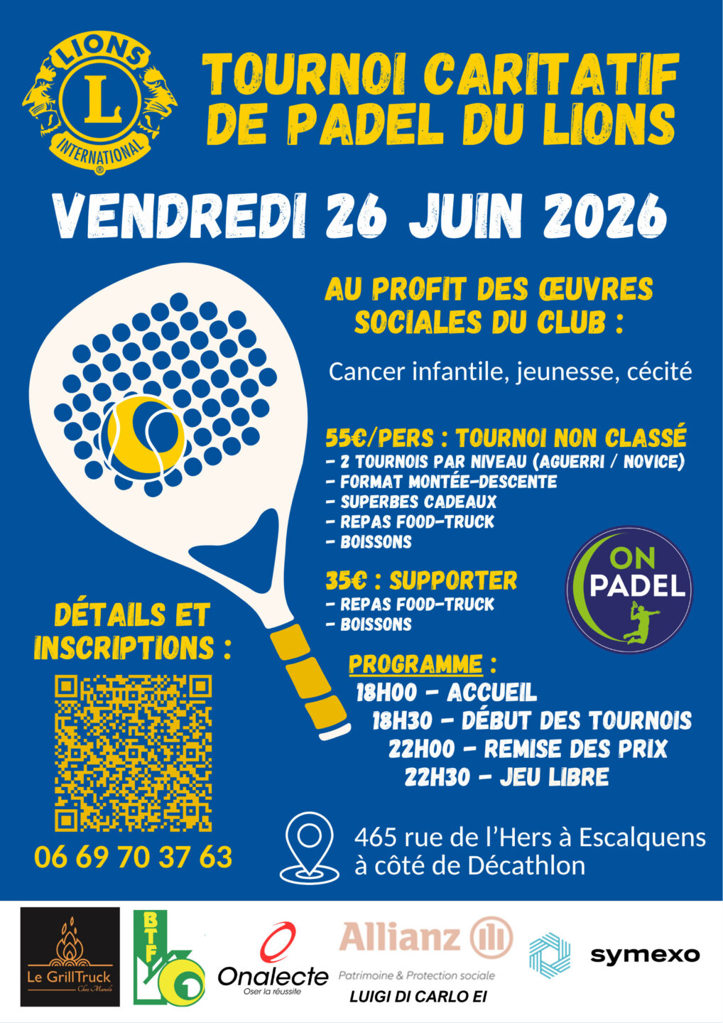 2E TOURNOI CARITATIF DE PADEL LIONS Club On Padel Escalquens Escalquens