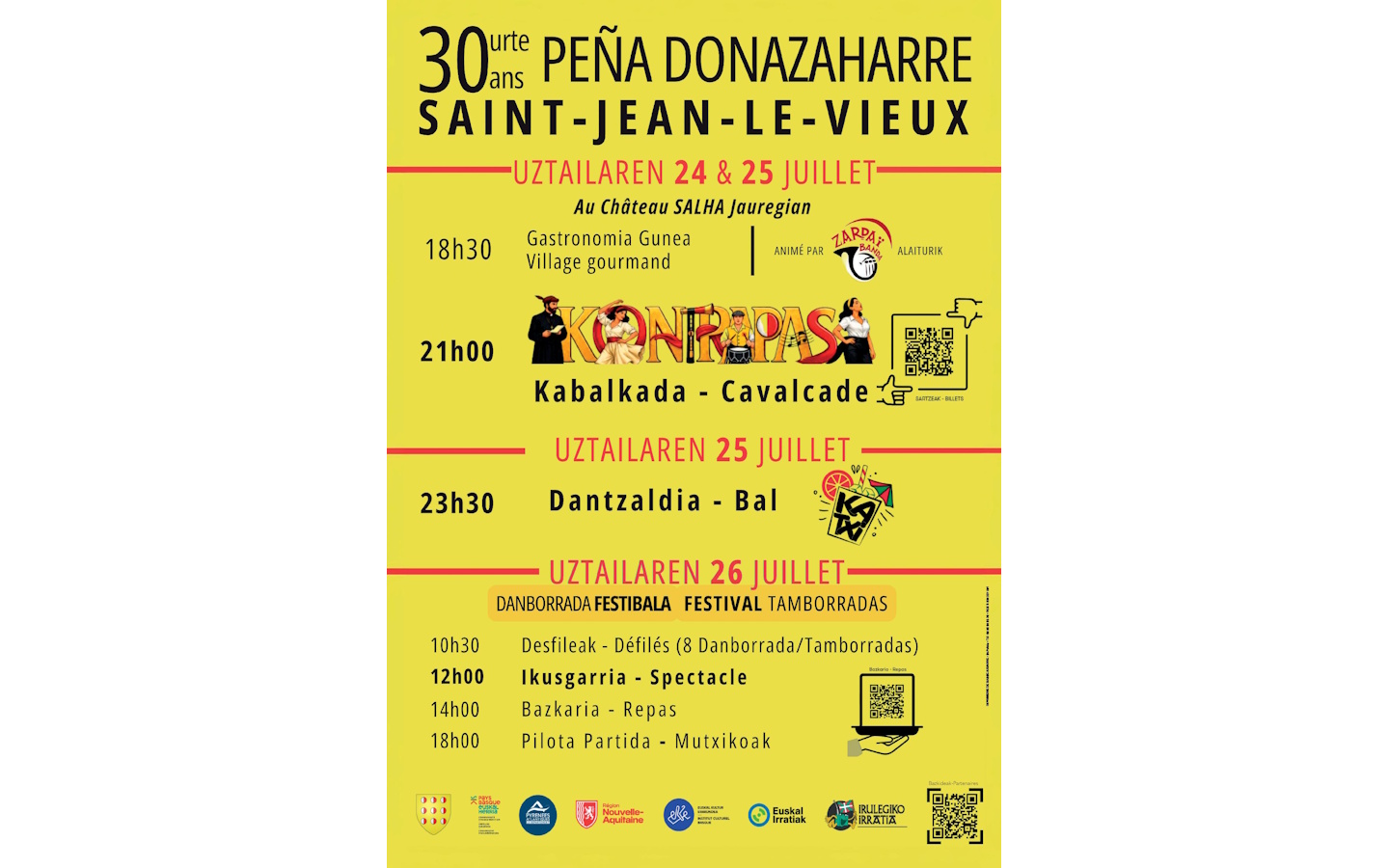 30 ans de la peña Donazaharre Kontrapas-cavalcade Château Salha Saint-Jean-le-Vieux 2026-07-24