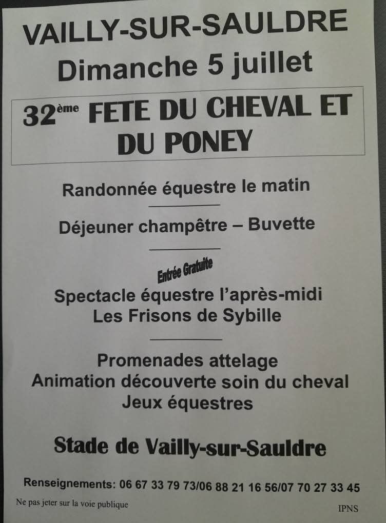 32ème Fête du cheval et du poney  Vailly-sur-Sauldre