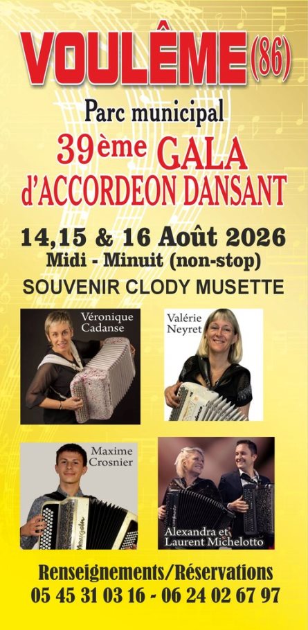 39ème gala d'accordéon dansant Parc municipal Voulême 2026-08-15