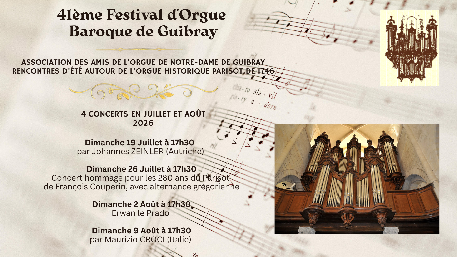41e Festival d'Orgue Baroque de Guibray 21 Rue Notre Dame Falaise 2026-07-19