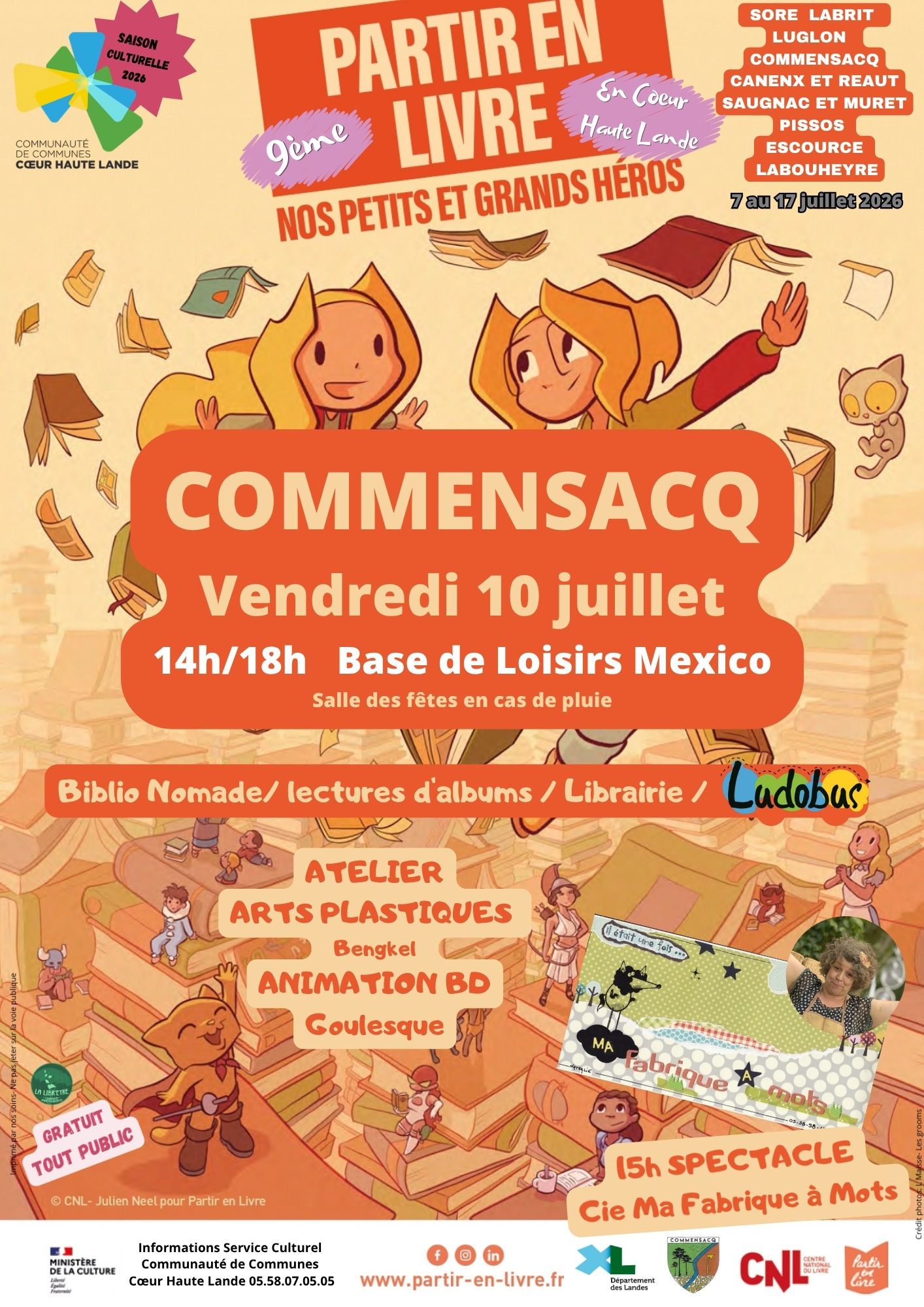9ème Festival Partir en Livre en Coeur Haute Lande Base de Loisirs Mexico ( route de Sabres Commensacq 2026-07-10