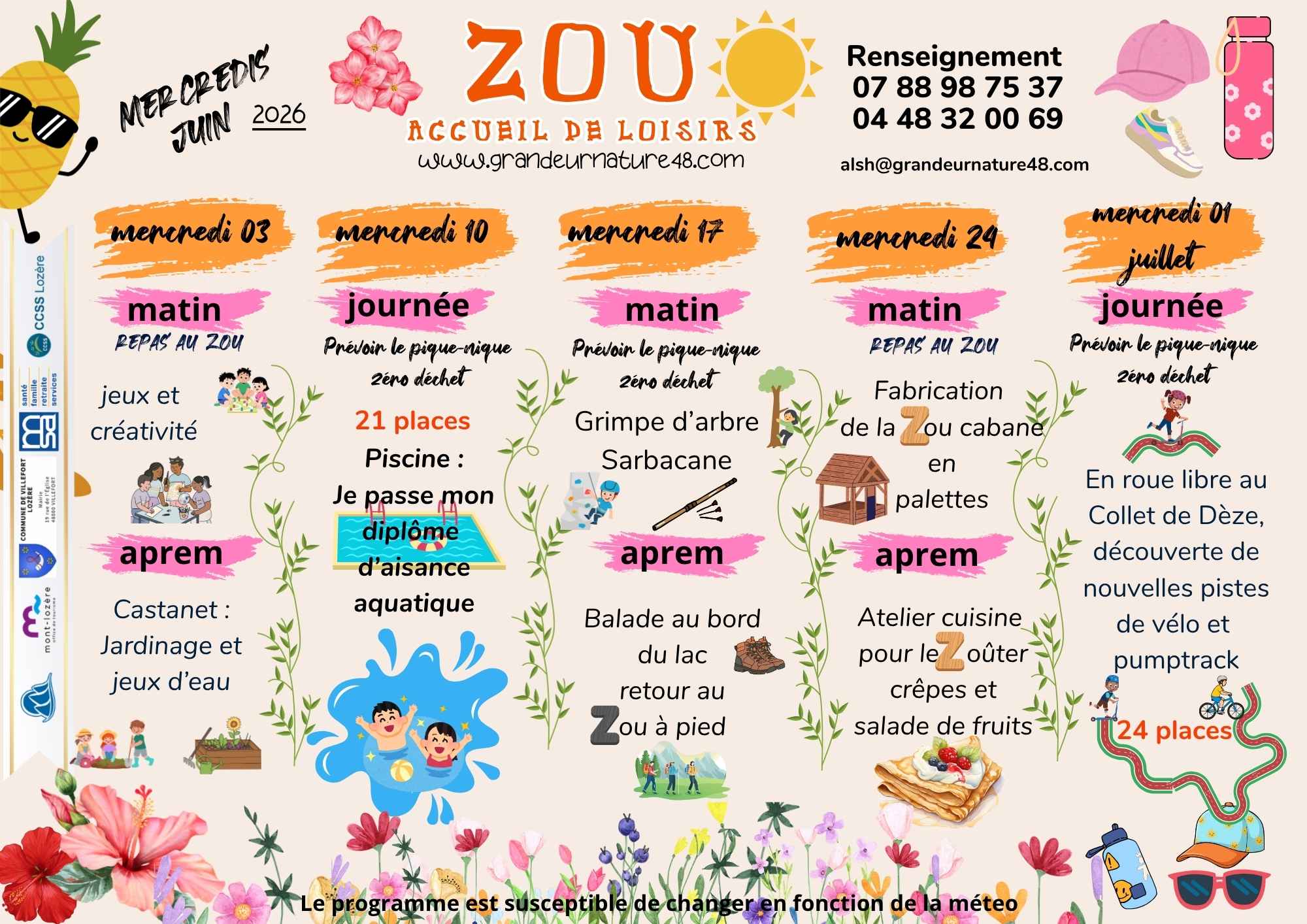 ACCUEIL DE LOISIRS ZOU Rue de Palheres Villefort 2026-07-01