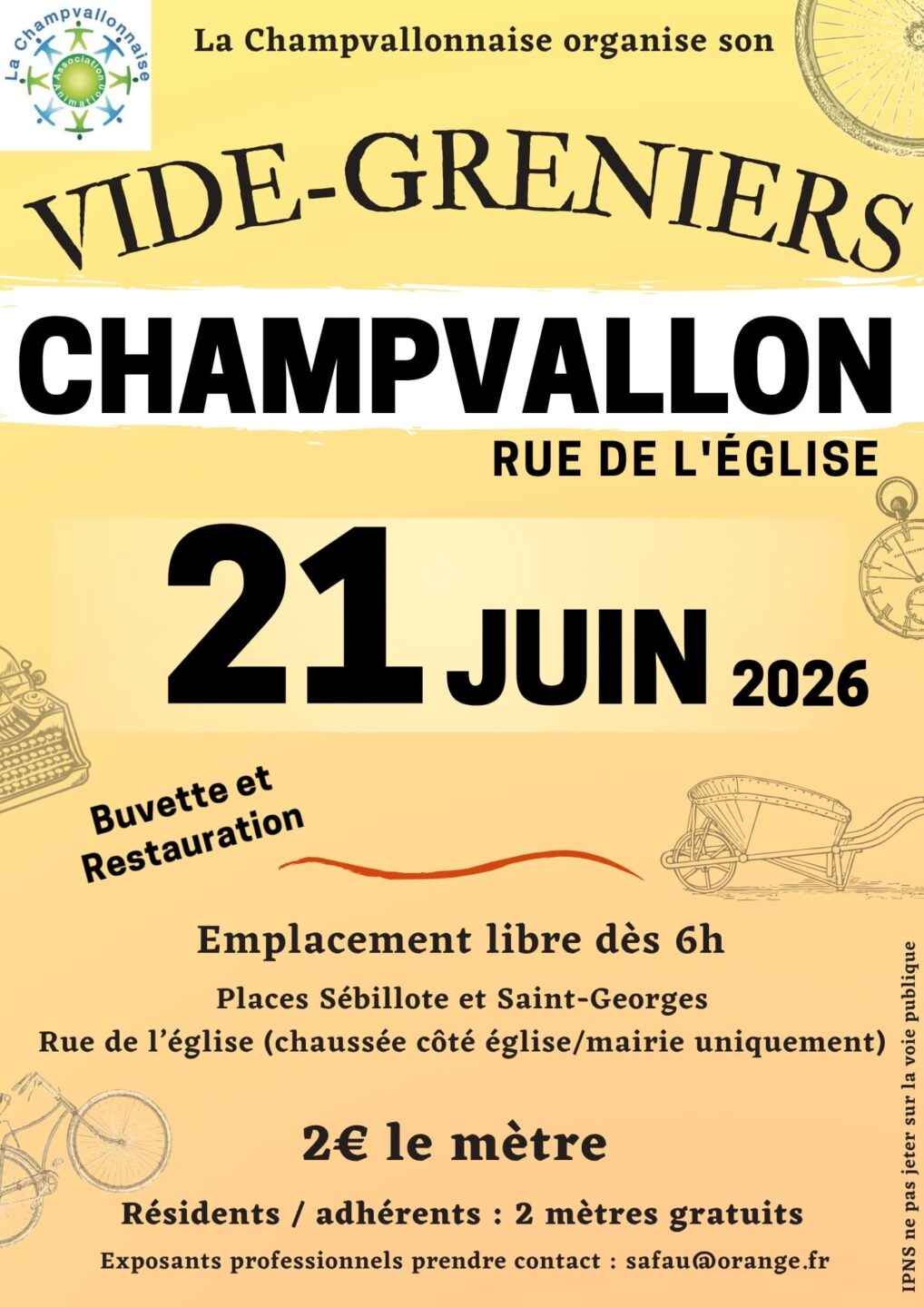 VIDE GRENIERS CHAMPVALLON