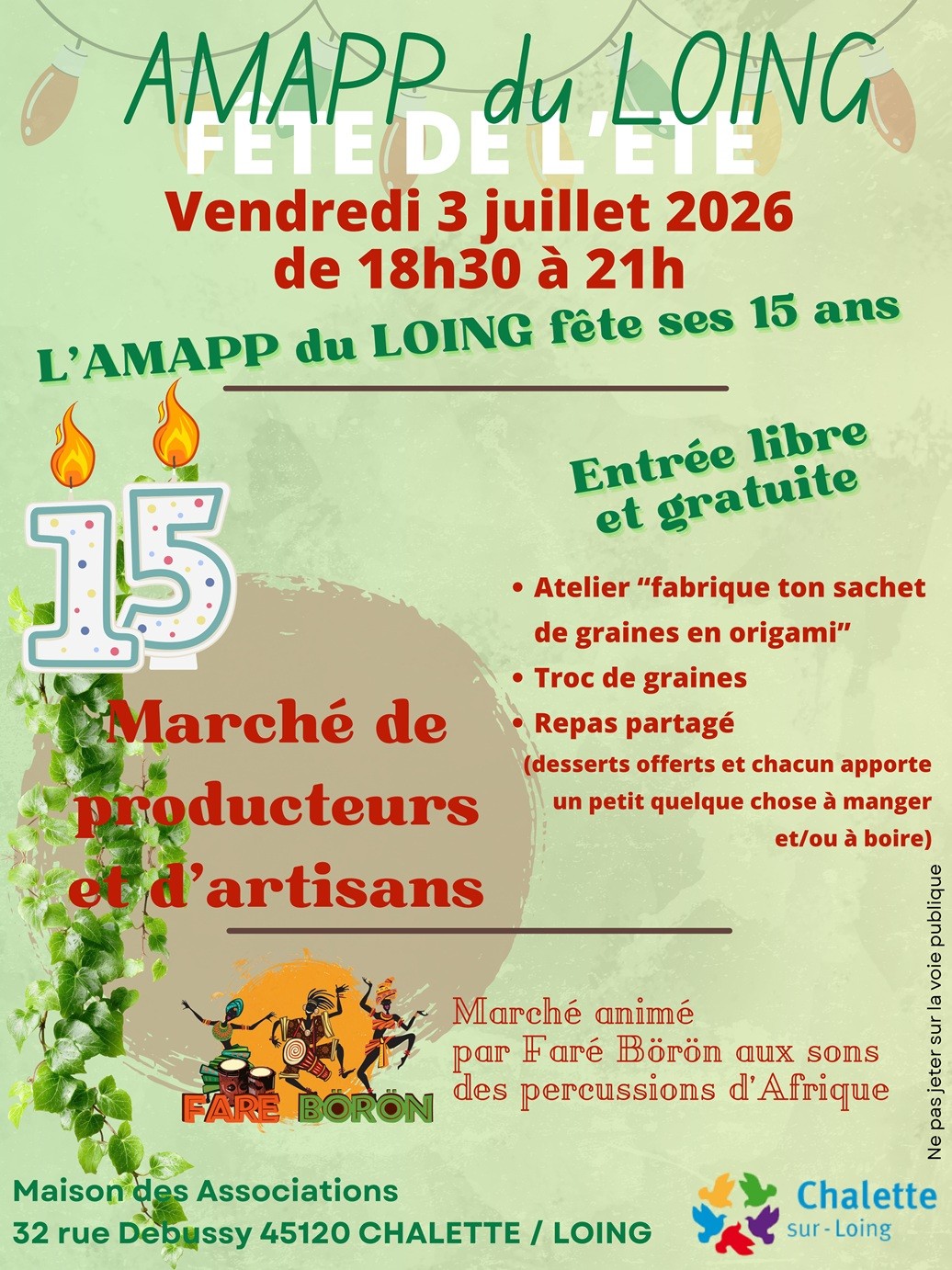 AMAPP du Loing fête de l’été et fête de ses 15 ans Châlette-sur-Loing