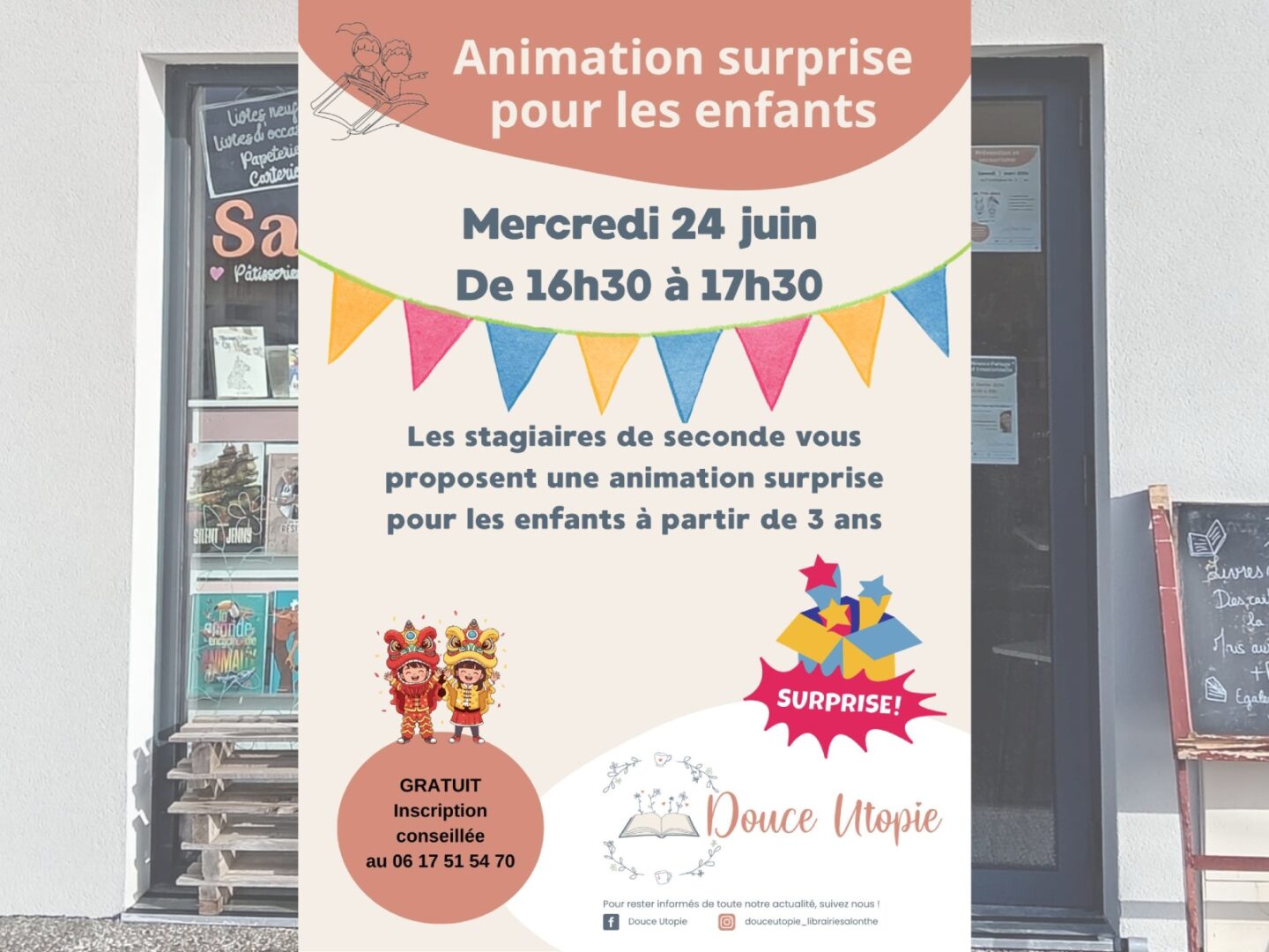 Animation surprise pour les enfants Librairie-Salon de thé Douce Utopie Auros