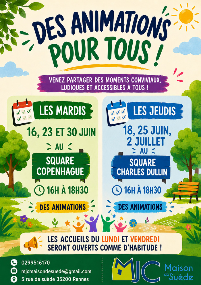 Animations de quartier pour tous MJC maison de suède Rennes