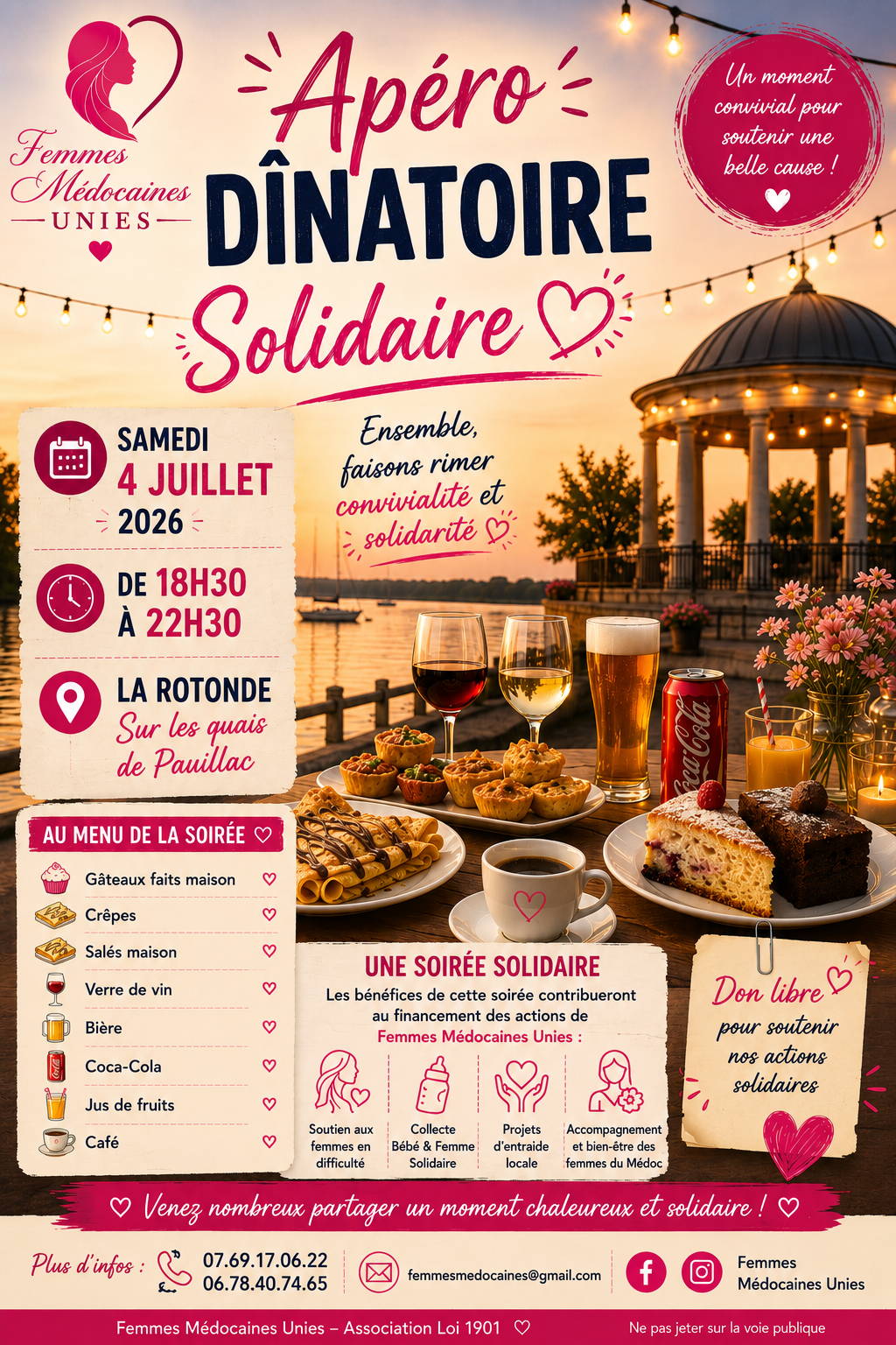 Apéro-dînatoire solidaire Quai Albert Pichon Pauillac