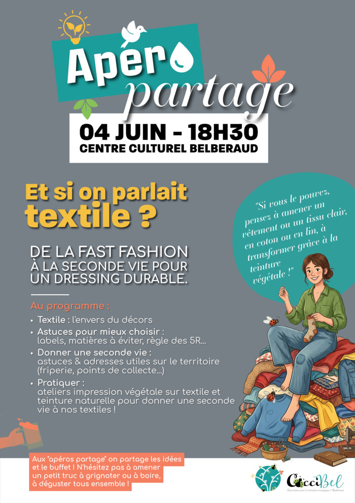 Apéro partage : Et si on parlait textile ?, centre culturel de Belberaud – place St Exupéry, Belberaud