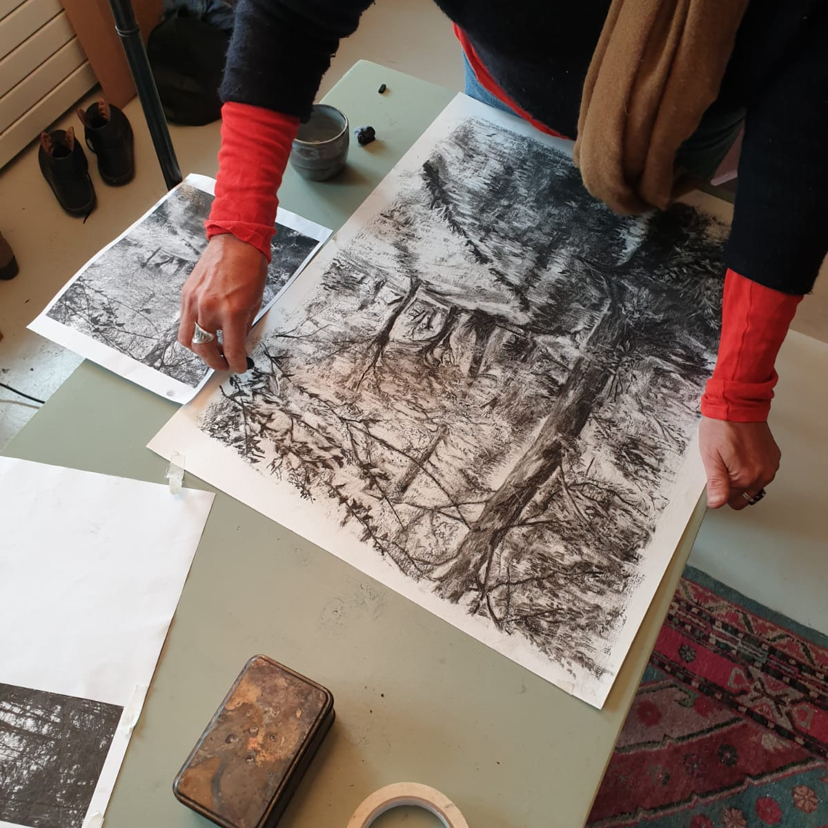Atelier arbres au fusain Pers-en-Gâtinais