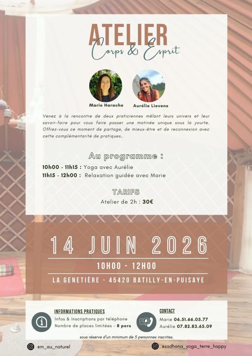 Atelier corps et esprit sous la Yourte Batilly-en-Puisaye