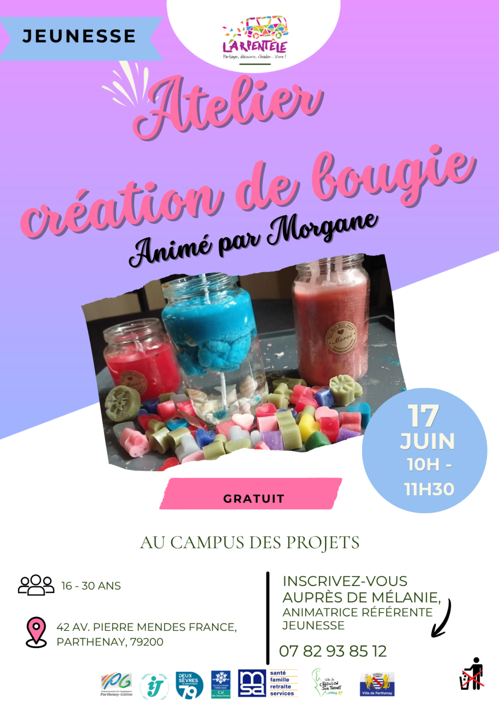 Atelier création de bougie Campus de projets Villa Parthenay Parthenay