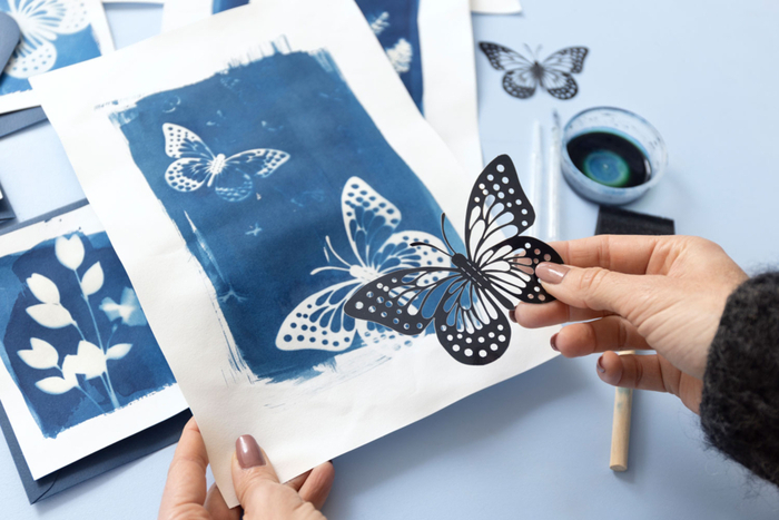 Atelier cyanotype parents-enfants Espace des 2 Rives Rennes