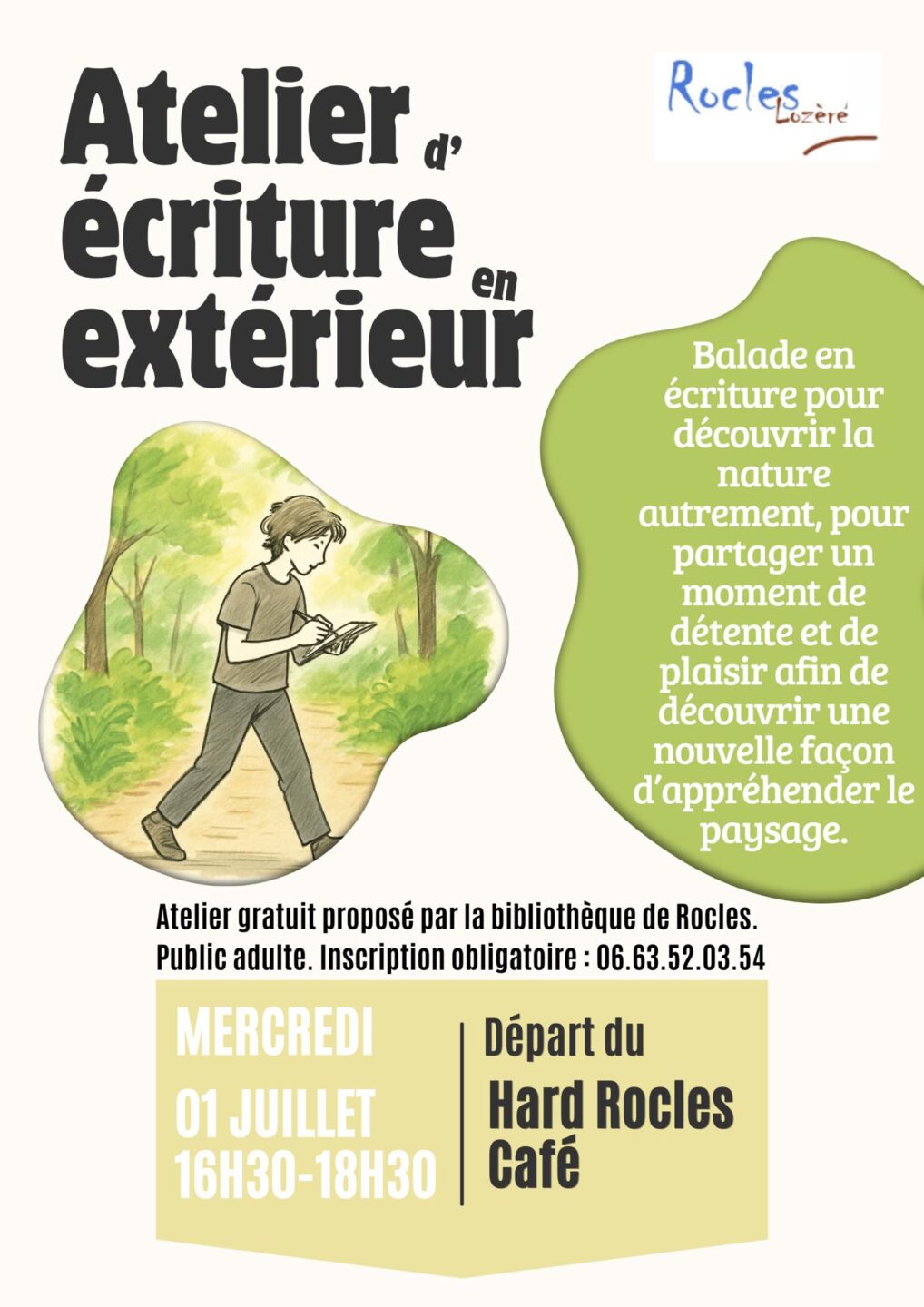 ATELIER D’ÉCRITURE EN EXTÉRIEUR Rocles