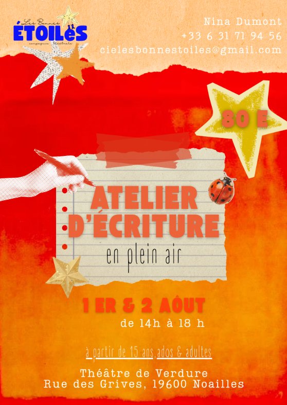 Atelier d’écriture en plein air Théâtre de Verdure Noailles