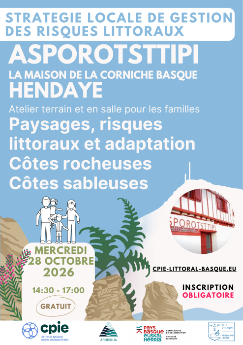 Atelier en famille Paysages, risques littoraux et adaptation Route de la Corniche Hendaye