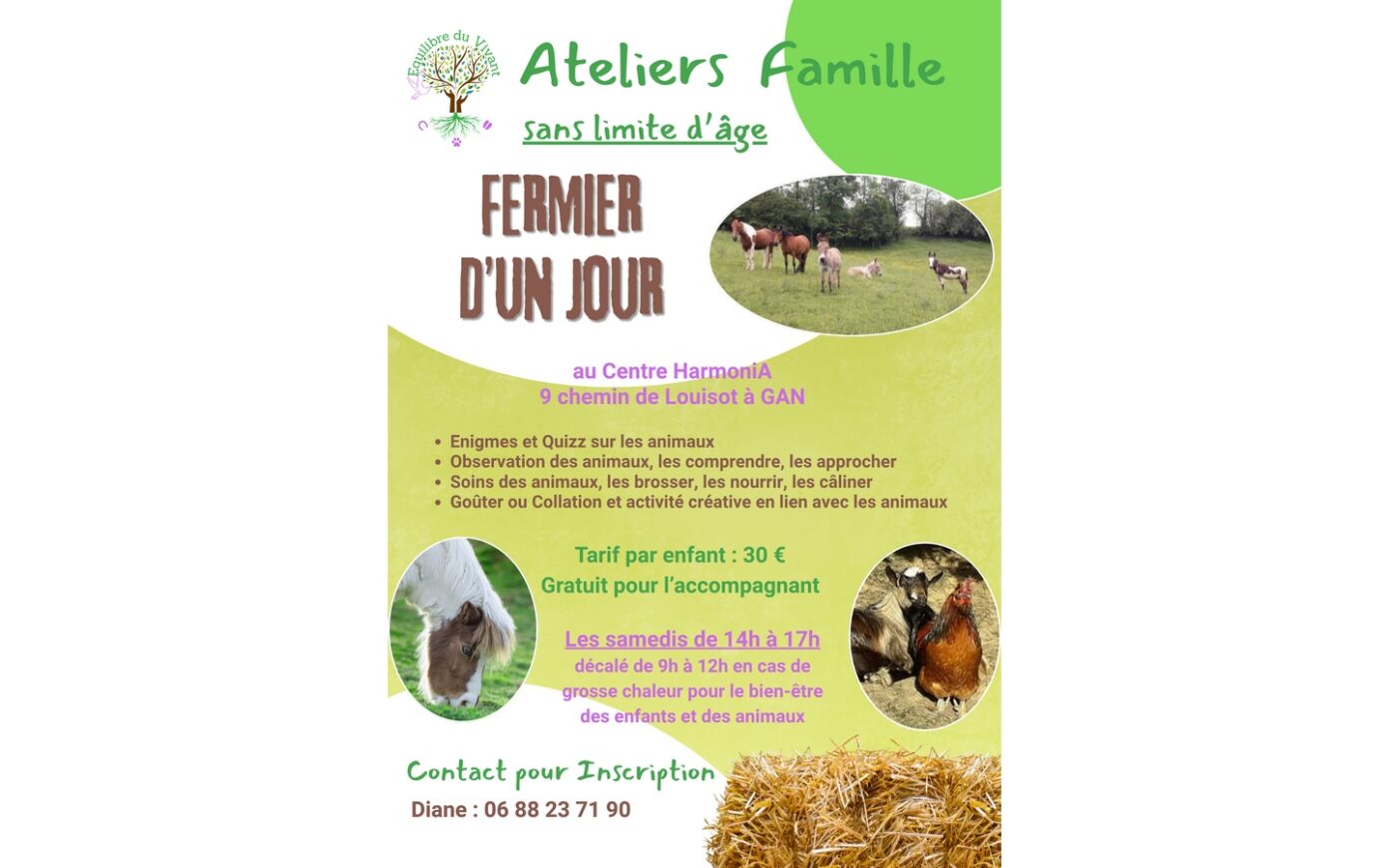 Atelier famille fermier d’un jour Centre HarmoniA Gan
