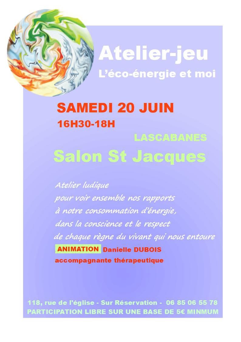 Atelier-jeu l’éco-énergie et moi au Salon Saint Jacques Lascabanes Lendou-en-Quercy