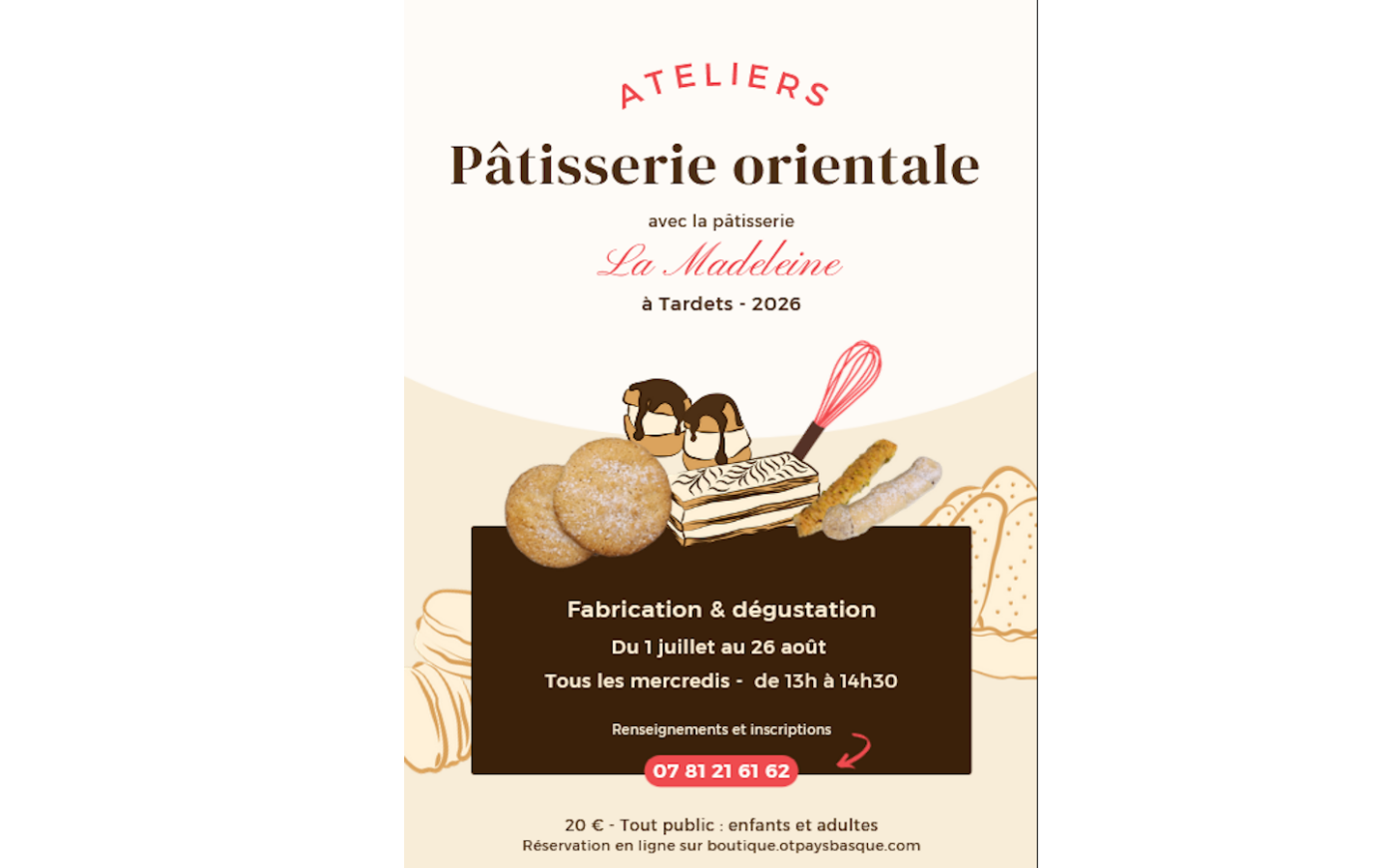 Atelier patisseries orientales Salon de thé Madeleine Tardets-Sorholus