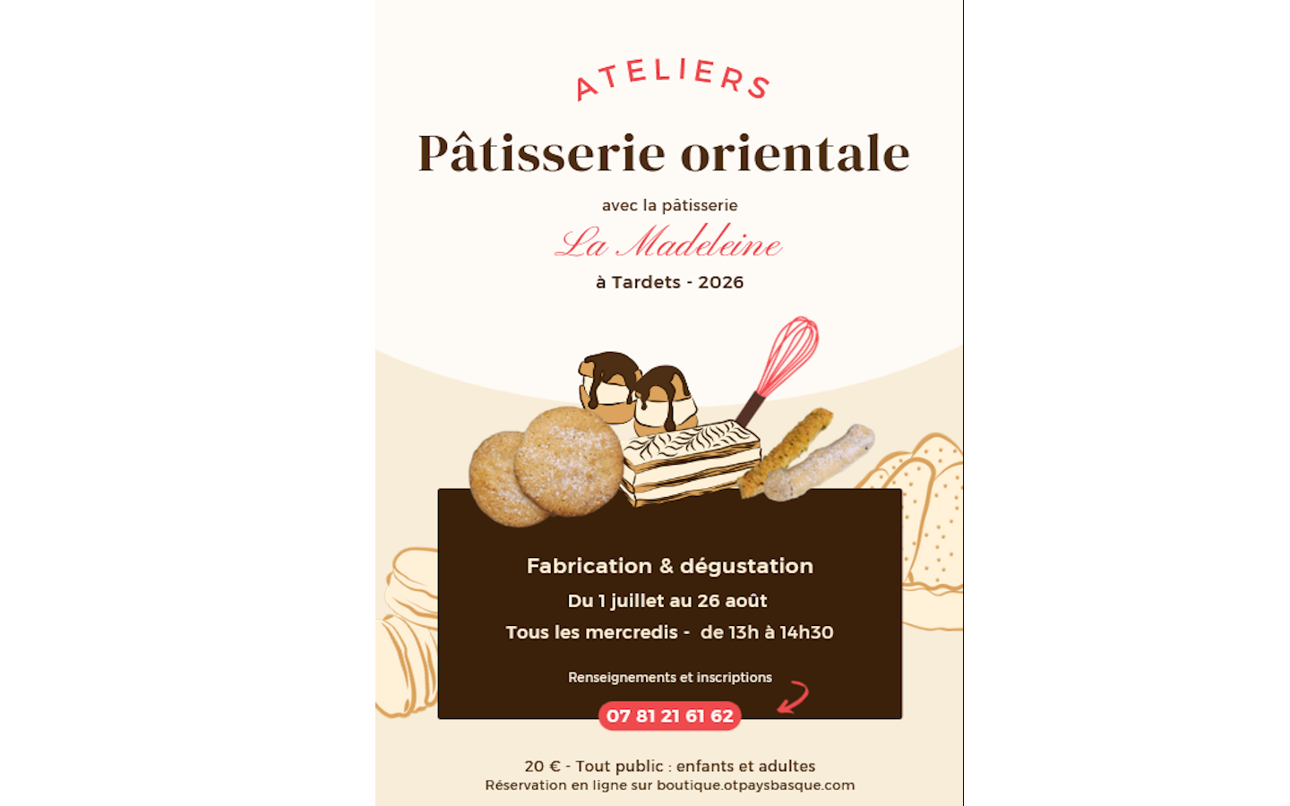 Atelier patisseries orientales 16 rue Agostini Xaho Tardets-Sorholus 2026-08-26