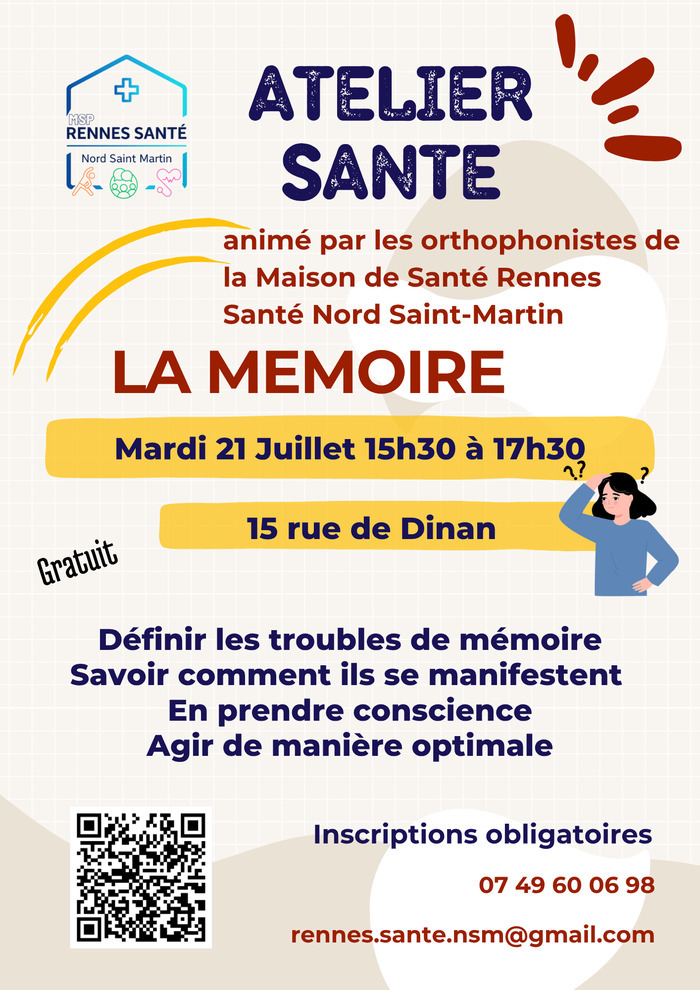 Atelier Santé sur la mémoire 15 rue de Dinan 35000 RENNES Rennes
