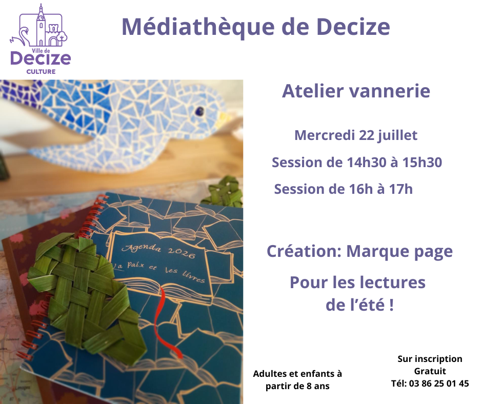Atelier vannerie Marque page Médiathèque Decize