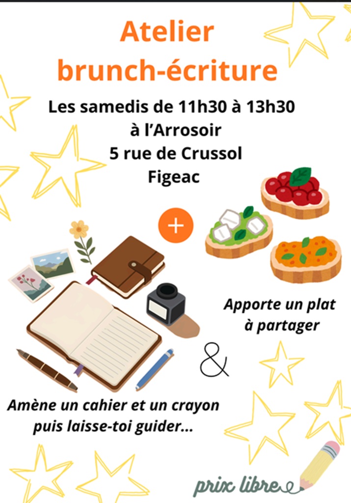 Ateliers brunch-écriture d&rsquo;été à l&rsquo;Arrosoir  Figeac