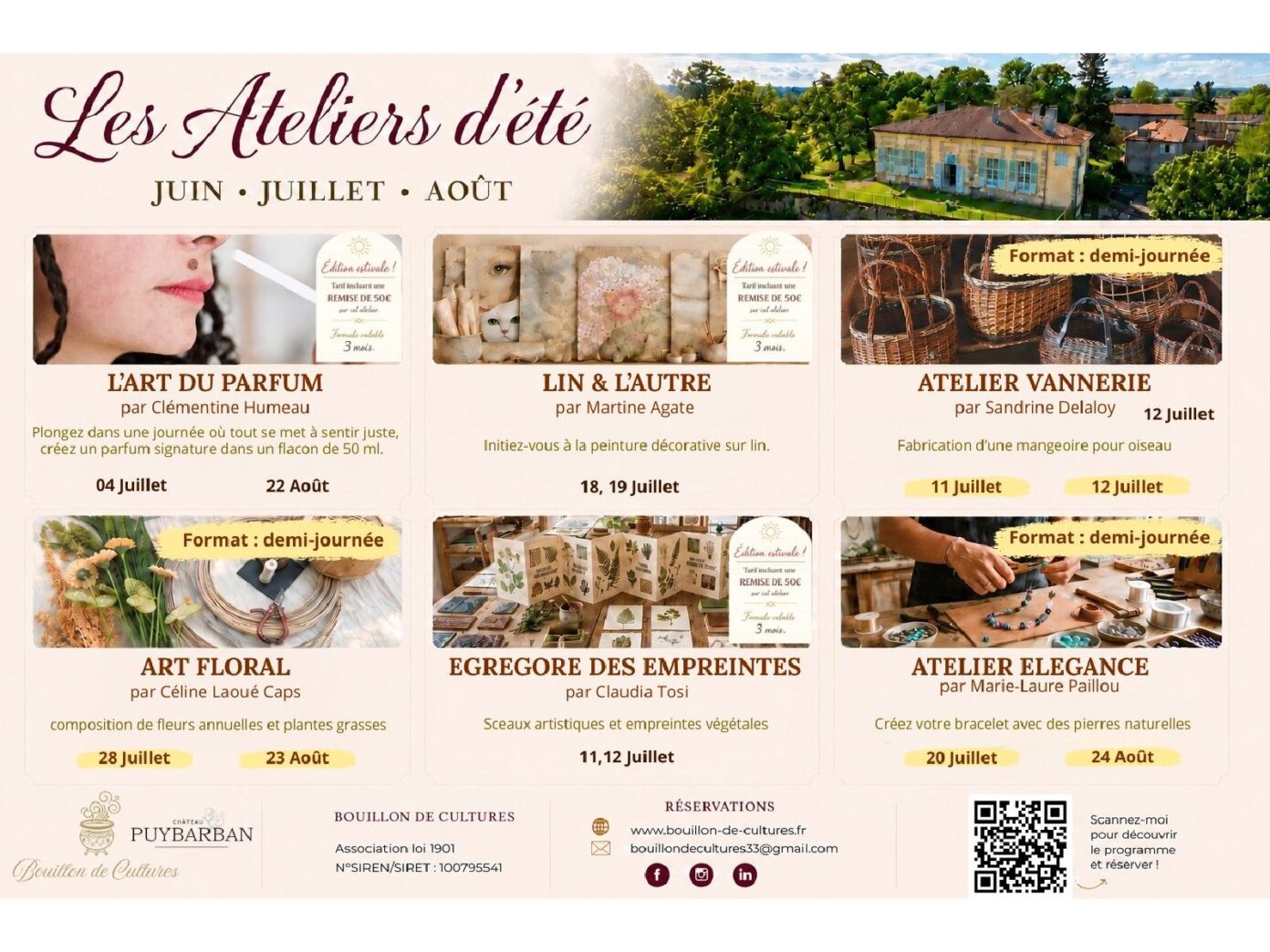 Ateliers d&rsquo;été au château de Puybarban Château de Puybarban Puybarban
