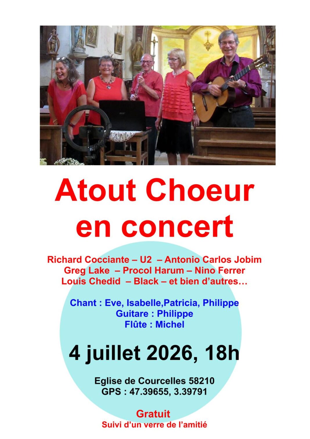 Atout Choeur en Concert Église de Courcelles Courcelles