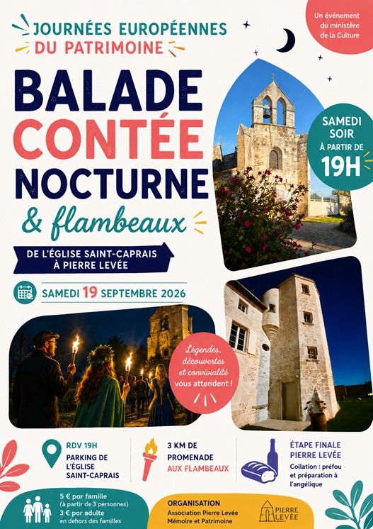 Balade contée nocturne aux flambeaux à Bessines PIERRE LEVEE Bessines
