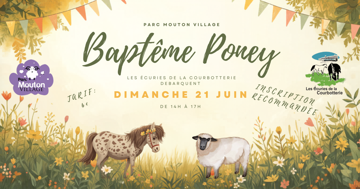 Baptême en poney au parc Mouton Village Mouton Village Vasles