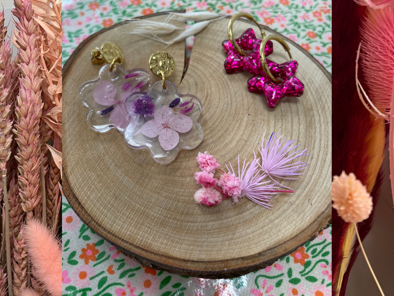Boucles d&rsquo;oreilles en résine  Granville