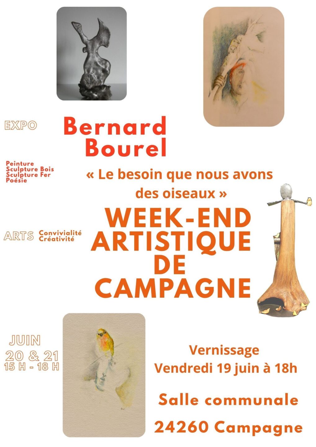 Week-end artistique à Campagne : exposition de peinture et sculpture Salle communale de Campagne