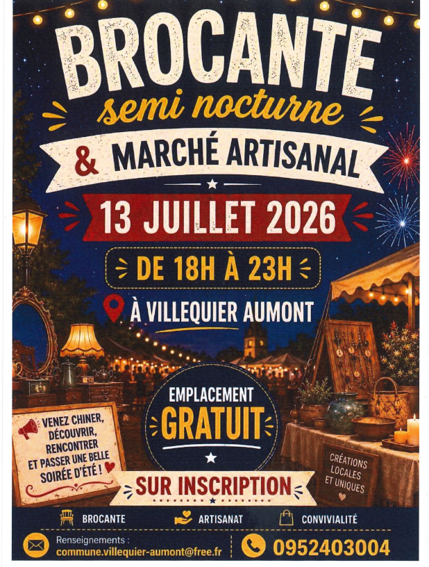 Brocante et marché artisanal semi-nocturne Villequier-Aumont