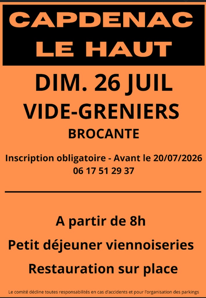 Brocante et Vide-Greniers à Capdenac le Haut Capdenac