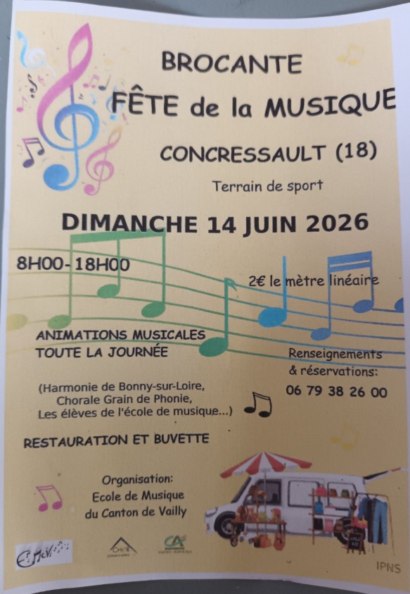 Brocante Fête de la musique Concressault