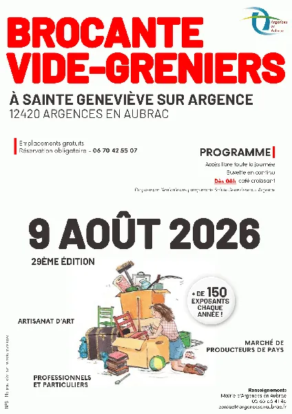 Brocante Vide-Greniers à Sainte Geneviève sur Argence Sainte Geneviève sur Argence Argences en Aubrac 2026-08-09