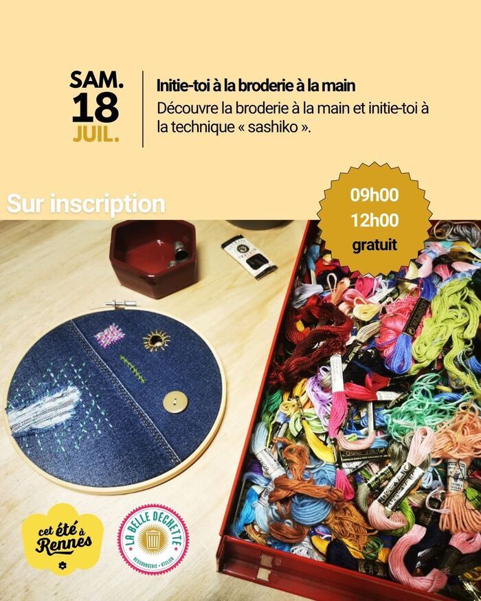 Broderie à la main, découverte du shashiko L’Atelier de La Belle Déchette Rennes