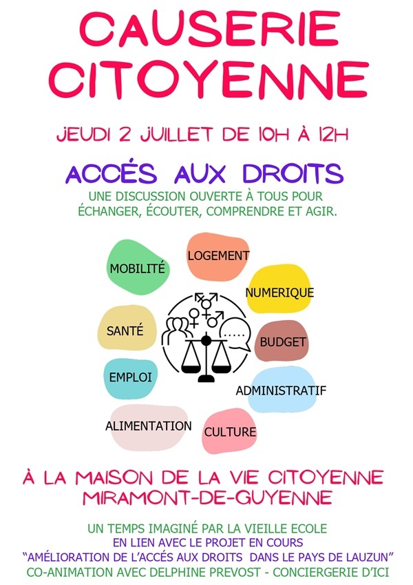 Causerie citoyenne Accès aux droits Maison de la Vie Citoyenne Miramont-de-Guyenne