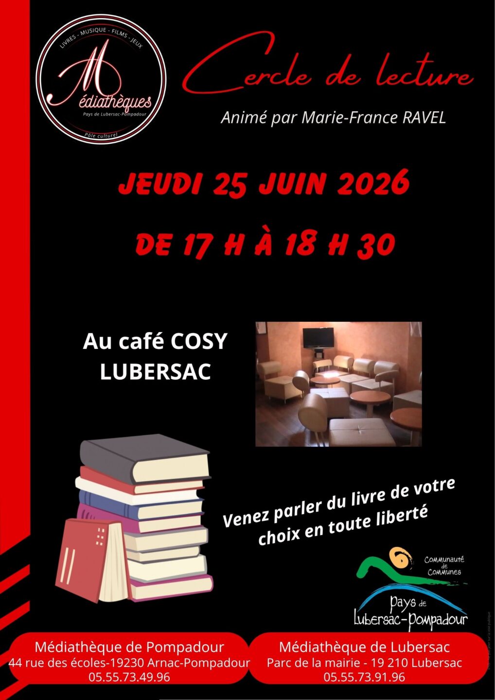 Cercle de lecture au Café Cosy Café Cosy Lubersac