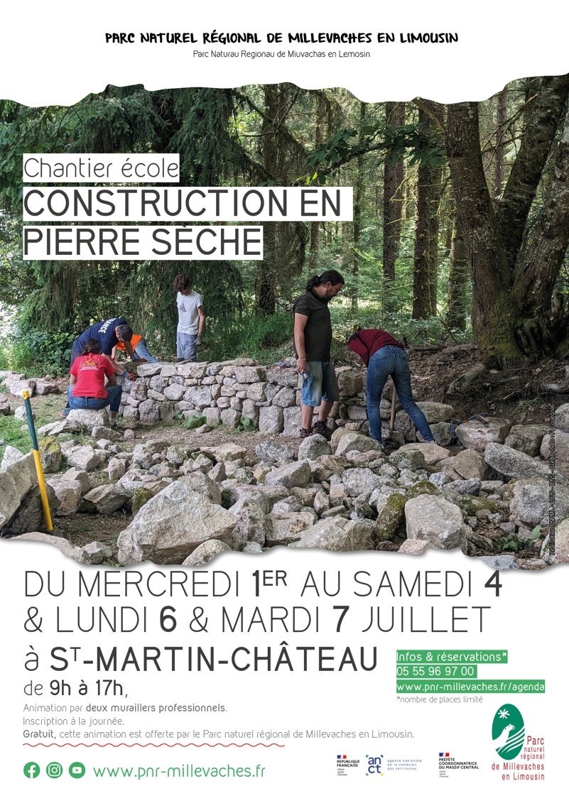 Chantier école de construction en pierre sèche Saint-Martin-Château